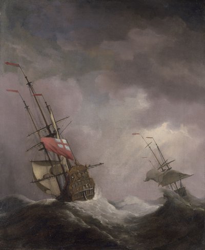 Un navire anglais en mer par gros temps - Willem van de Velde the Younger